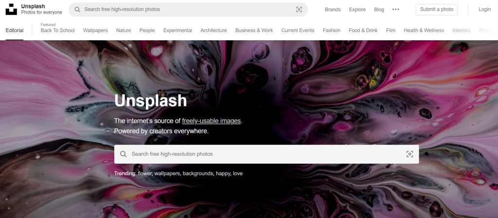 無料のフリー画像サイト④：Unsplash